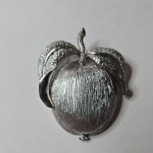 Silver-tone "Adam's Delight" Apple Brooch Pin By Sarah Coventry